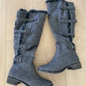 Tall gray boots
